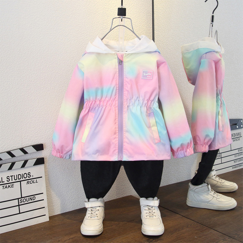 Picture of Girls' Coat Spring and Autumn 2025 New Children's Western Style Fashionable Baby Girl's Spring Hooded Rush Clothes Spring Coat