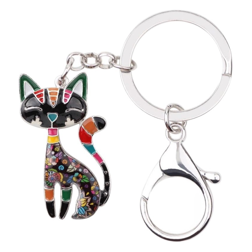 Temu hot sale color cat zinc alloy keychain alloy keychain accessories