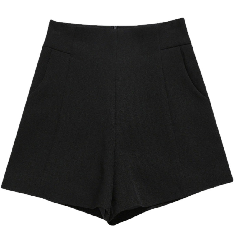 Suit Shorts Women's High Waist 2022 Spring and Summer New Summer Wide Leg Loose A- shape Slimming Black Shorts for Outer Wear