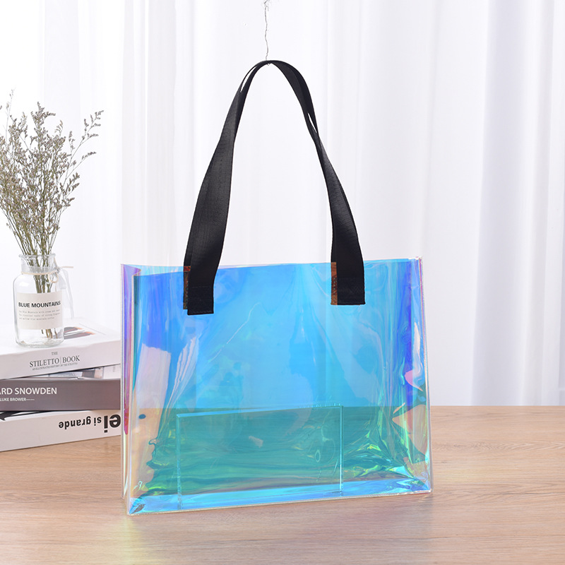 Manufacturer Shopping Bags Gift Packaging Bags Transparent Plastic Laser Bags Iridescent Tpu Colorful Bags Pvc Tote Bags with Zipper