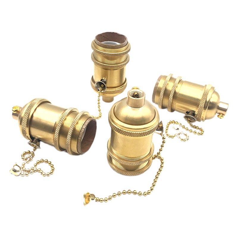 Zipper double ring copper lamp holder E2 E27 Edison lamp holder DIY chandelier accessories