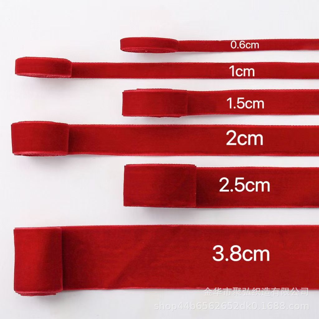 Picture of Factory in stock One-sided Velvet Ribbon Flocking Belt Handmade Clothing Clothing Bow Accessories Gift Box Flowers