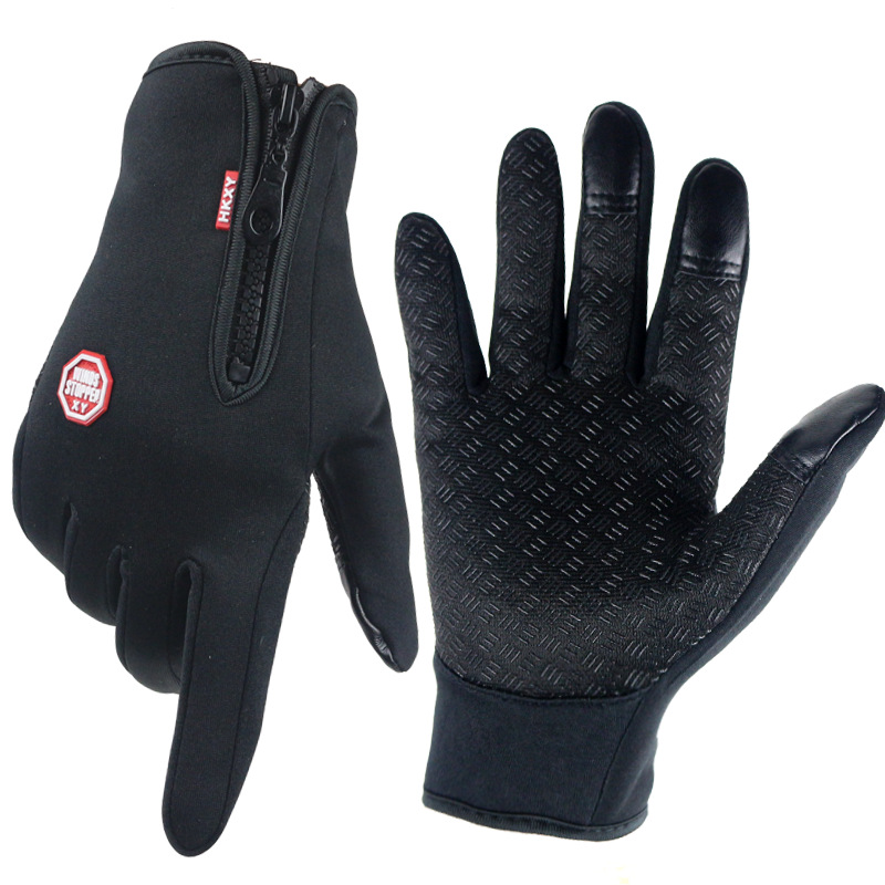 Picture of Touch Screen Gloves Winter Warm Fleece Gloves for Men and Women Cycling Outdoor Sports Non-Slip Snow Mountaineering Zipper Motorcycle