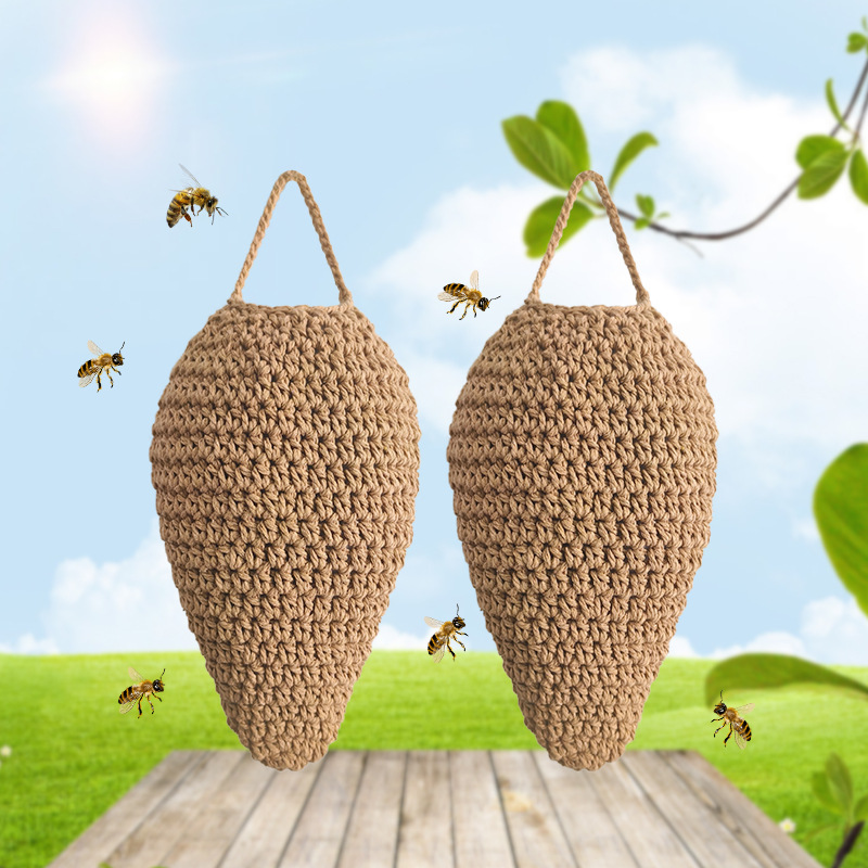 Picture of Bohemian hanging basket net pocket Nordic hand-woven cotton rope wall-mounted net pocket crochet storage hanging bag strawberry pocket
