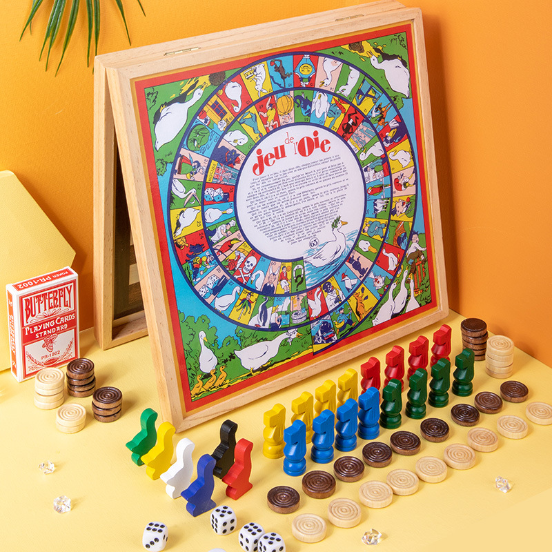 Picture of Wooden Fun Four-In-One Multi-Functional Chess Game for Young Children, Parent-Child Interactive Educational Early Education Board Game Toy