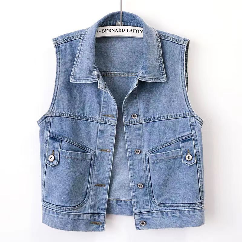 Picture of Easiest for Match Lapel Casual Denim Vest Women's 2025 Spring and Autumn Student Short Slim Sleeveless Jacket Waistoutwear