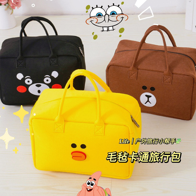 New Hand Boarding Bag Organize Folding Bag Large Capacity Luggage Storage Bag Outdoor Cartoon Felt Travel Bag