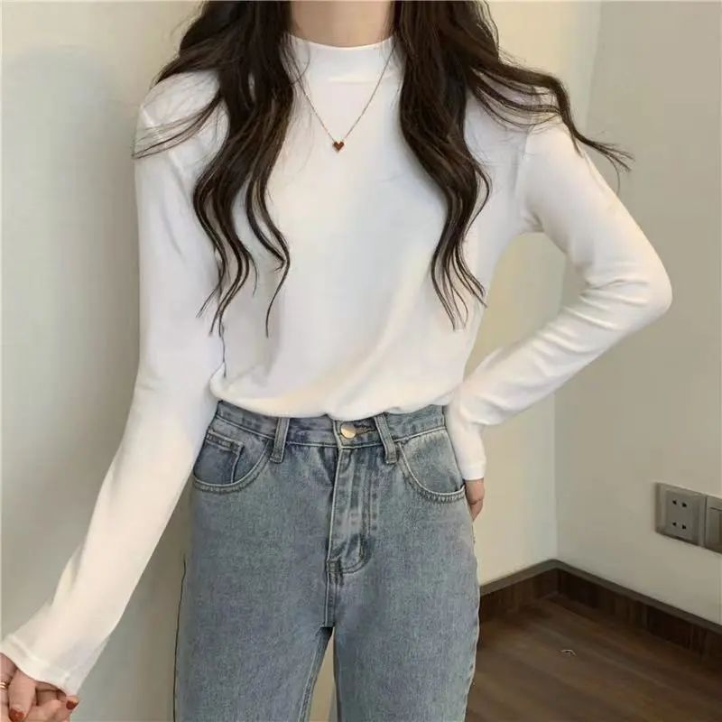 Picture of Double-sided velvet warm bottoming shirt women's autumn and winter Korean version of the latest half-high collar high-end slim-fit top trendy
