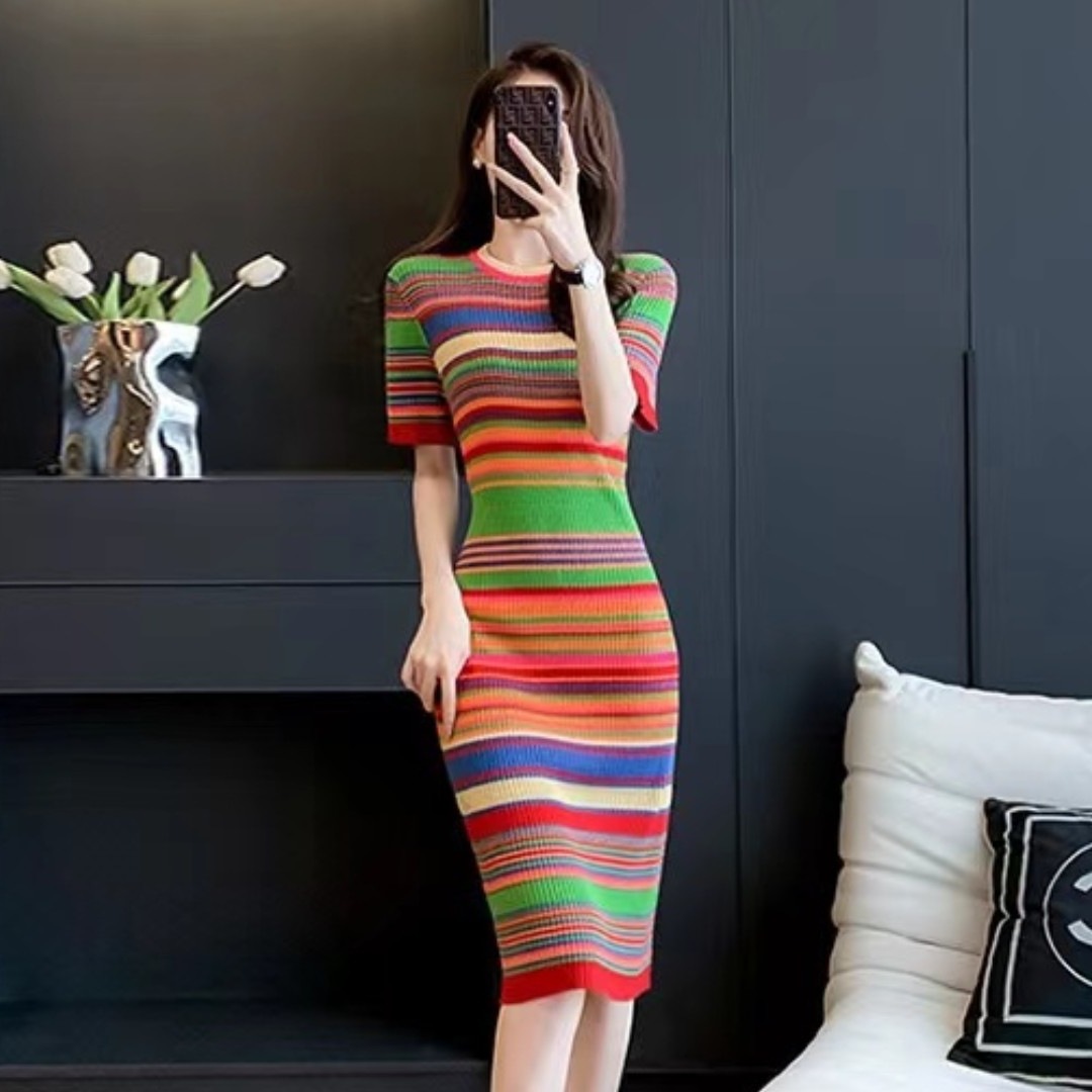 Pure Summer New Sexy Spice Girl Blue U-Collar Chest Tight Bag Hip Thin Shoulder Strap Figure Skirt dress