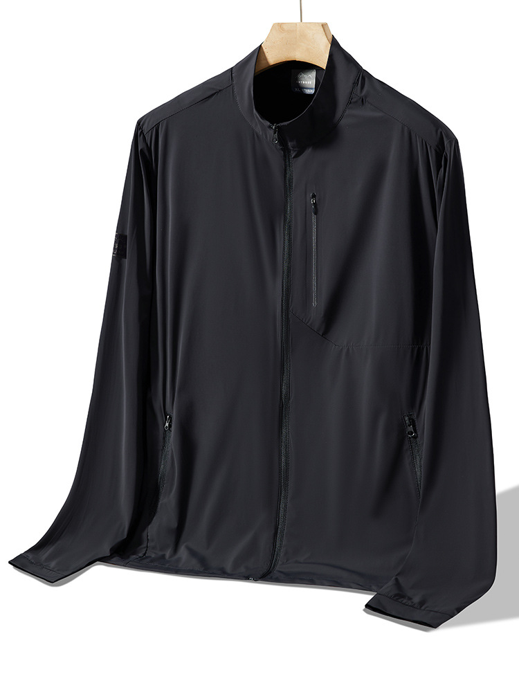Ice Silk sun protection clothing men's ice elastic windbreaker coat stand collar sun protection clothing UV protection UPF50 + jacket plus size