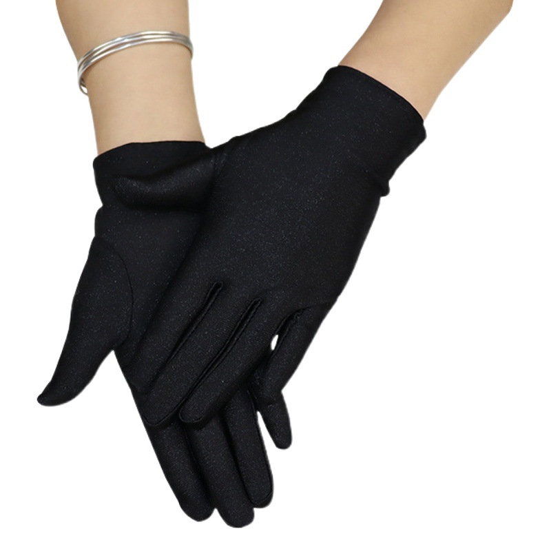 spandex spring summer men's and women's white etiquette thin stretch gloves dance driving black sweat-absorbent breathable sunscreen gloves