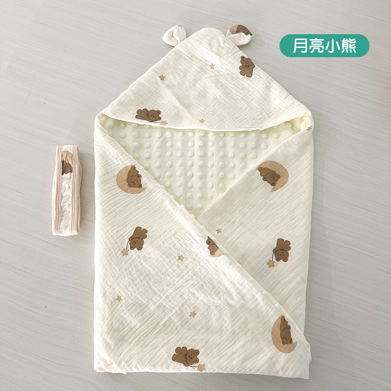 Picture of Baby hugging quilt big rabbit ears newborn bag swaddling baby delivery room small quilt available in four seasons