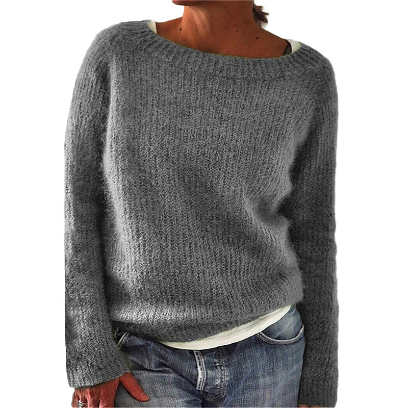 Picture of 2024 Amazon New Sweater Women's Solid Color Quiet Basic Sweater Sweater Round Neck Fashionable and Easiest for Match