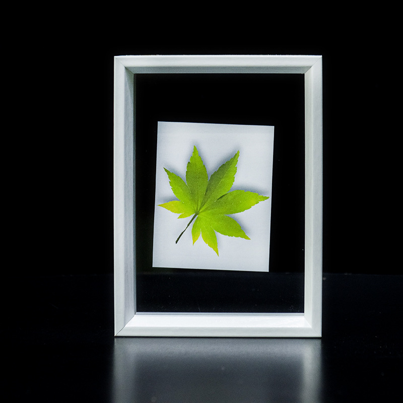 Picture of Leaf Photo Frame, Double-Sided Photo Frame with the Character for Happiness, Wedding Decoration, Leaf Carving Photo Frame, Chinese-Style Display Stand, Wedding Room Decoration, Double-Sided Photo Frame