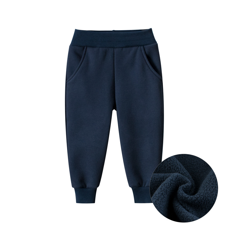 Picture of 27kids Korean children's clothing autumn and winter new wholesale solid color children's sports trousers boys plus velvet casual pants