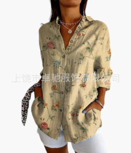 Picture of 2025 New Women's Long Shirt Women's Summer European and American Trend Long Sleeve Shirt Printed Pattern Printed 3D Shirt