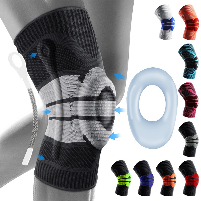 Outdoor sports knee pad silicone anti-collision knee pad cover spring support basketball cycling mountaineering running fitness protective gear