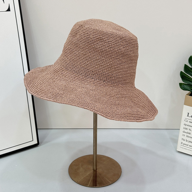 Picture of Soft and Comfortable Summer Breathable Big Brim Straw Hat Women's Sunshade Sunscreen Hand-woven Fashion Showing Face Small Fisherman Hat