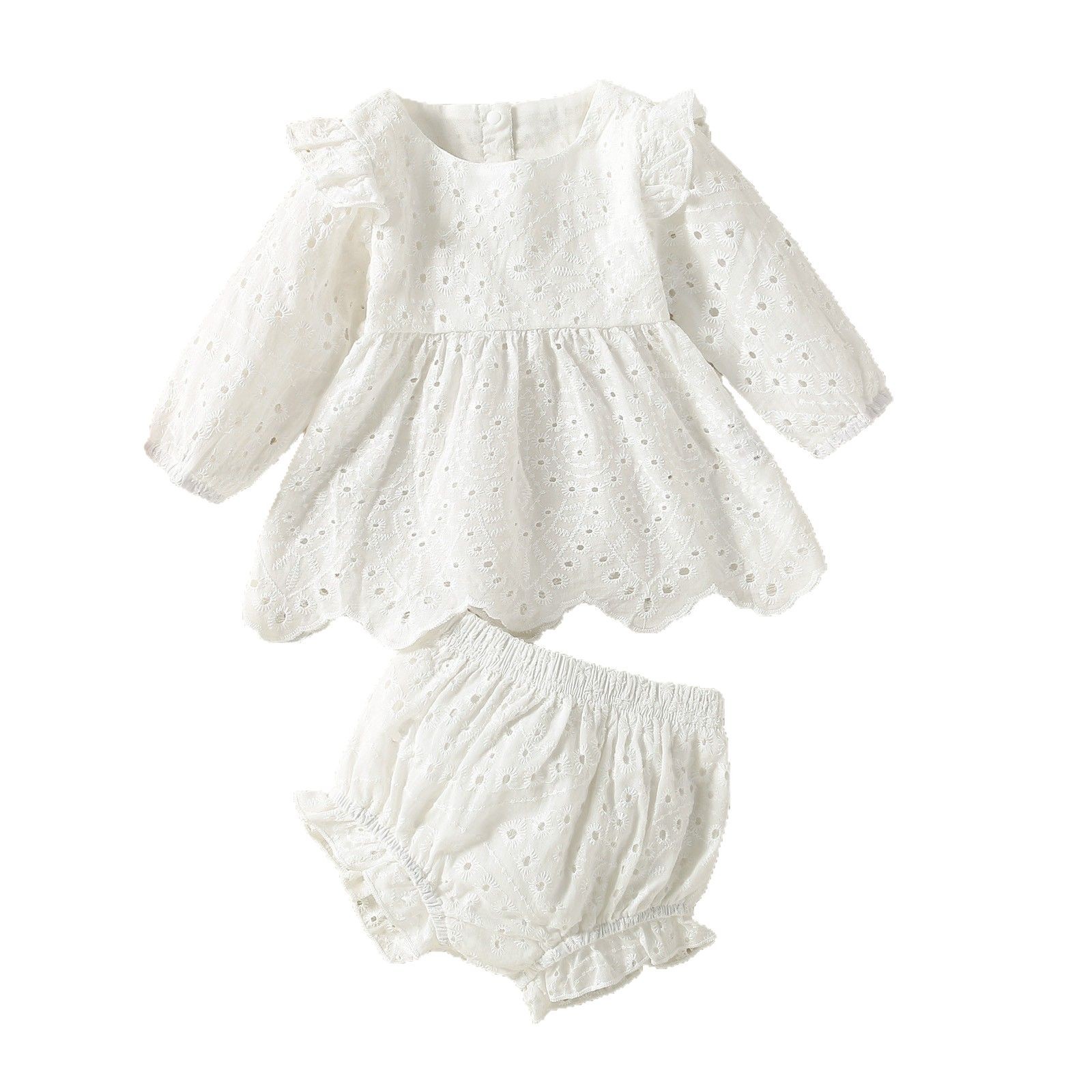 Picture of 2025 Summer Baby Children's New Fashion Breathable dress Skirt Hollow Out Skirt Simple Shorts suit