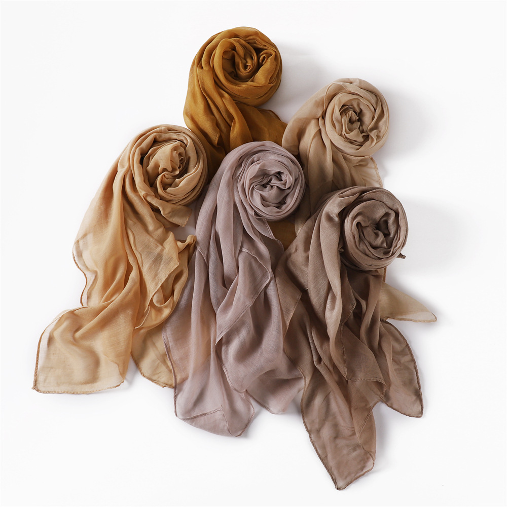Japanese-Style Literary Forest-Style Solid Color Bali Yarn Cotton-Linen Thin Long Scarf Travel Shawl Headscarf Head Wrap Silk Scarf