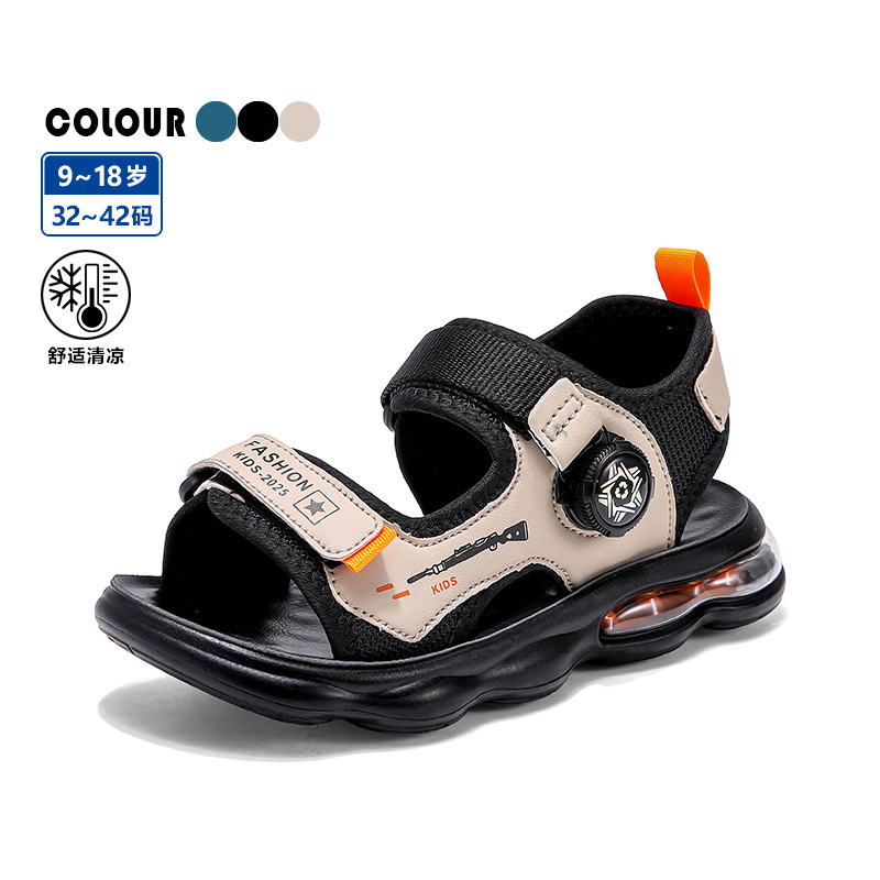 Boys children's sandals summer new large boys soft bottom buttons open toe 42 yards beach shoes tide wholesale
