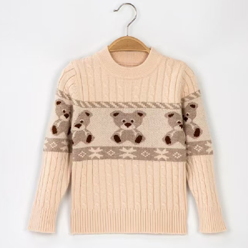 Picture of Factory wholesale children's cashmere sweater Korean version of the high collar cartoon knitted pullover boys baby base sweater girls
