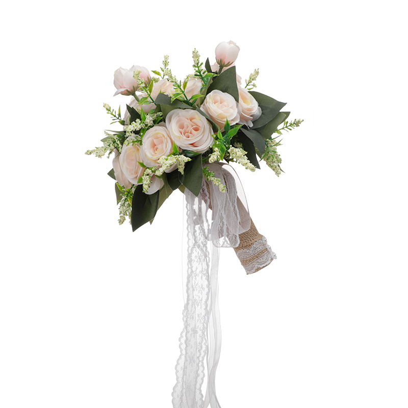 Picture of Bridal Rose Bouquet, Wedding Gypsophila Flower Tassel, Korean-Style Certificate-Holding Bouquet, Western-Style Wedding White Bouquet Supply