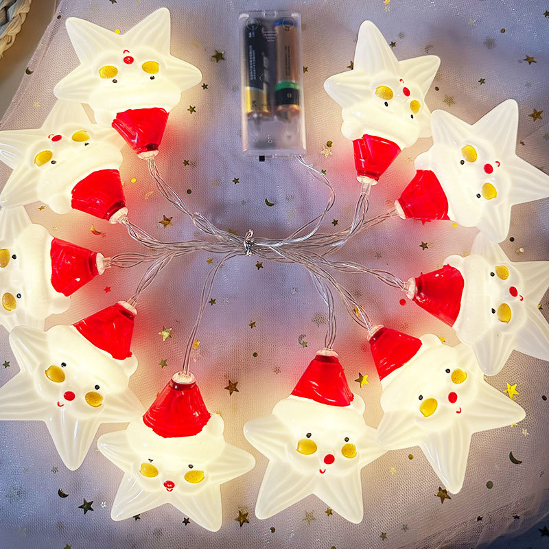 Picture of Christmas Tree Light String Led Star Decoration Atmosphere Light with Dark Green Copper Wire Outdoor Waterproof Christmas Decoration Lights