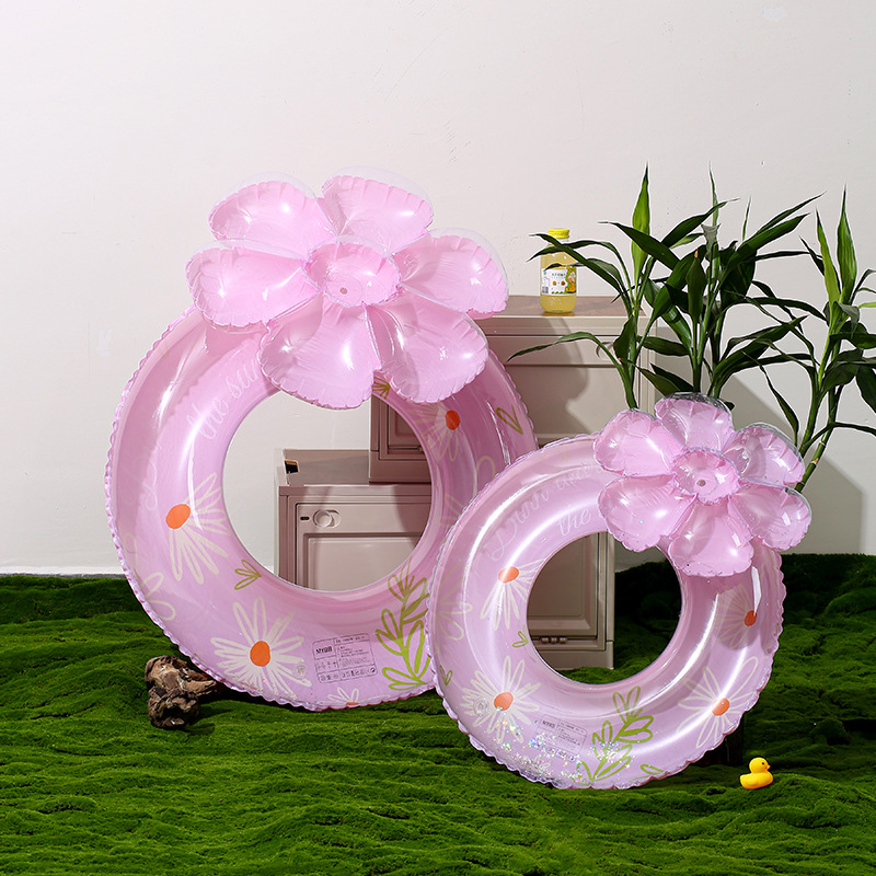 Picture of New Style Spot Thickened Sequin Daisy Children's Inflatable Life Buoy Adult Swimming Ring Adult Underarm Ring Internet Red Ring