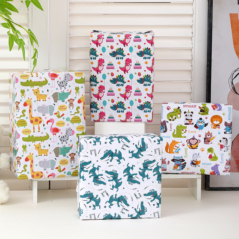 Cross-border hot sale cartoon printing wrapping paper animal series wrapping paper birthday gift wrapping paper gift wrapping paper
