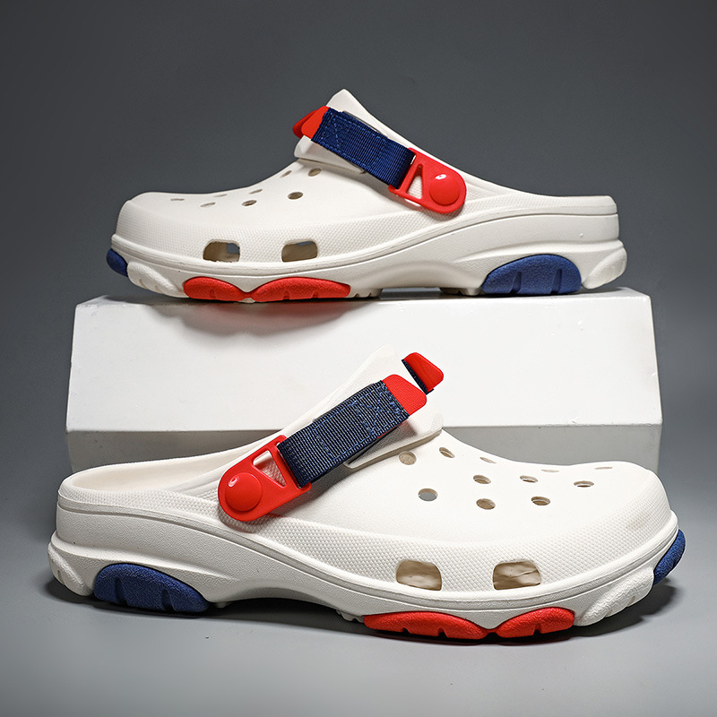 Hole Shoes Men's Summer Wear Thick-soled Height-increasing Baotou Slippers Breathable Non-smelly Feet Non-slip Non-rubbing Feet Beach Slippers