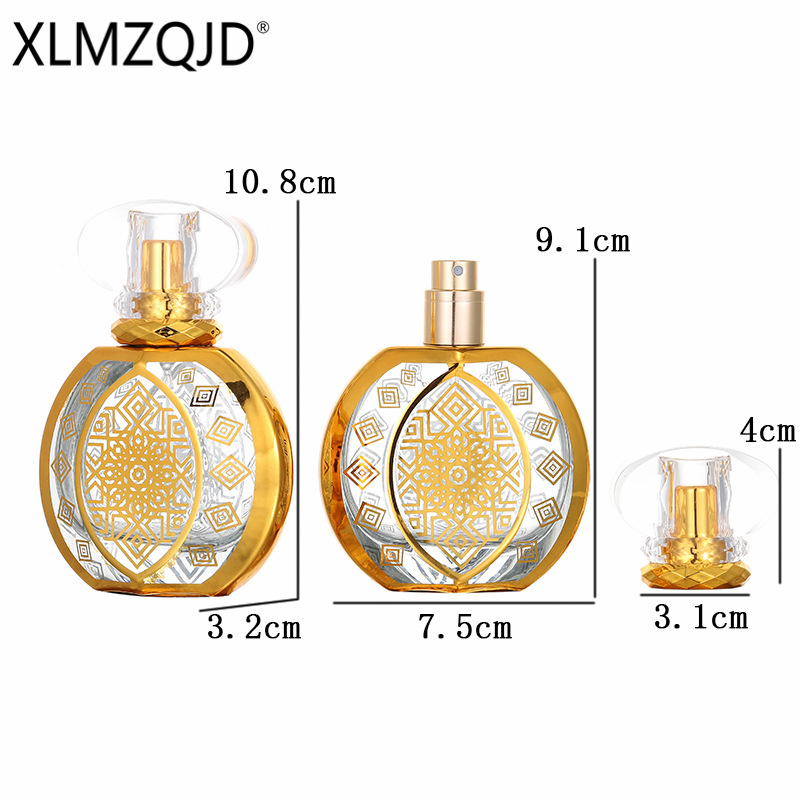 Picture of In-Stock B808-50Ml Electroplated Gold Pumpkin Glass Bottle with Rhinestones / Sub-Bottling Bottle / Spray Bottle / Press-Type Empty Bottle