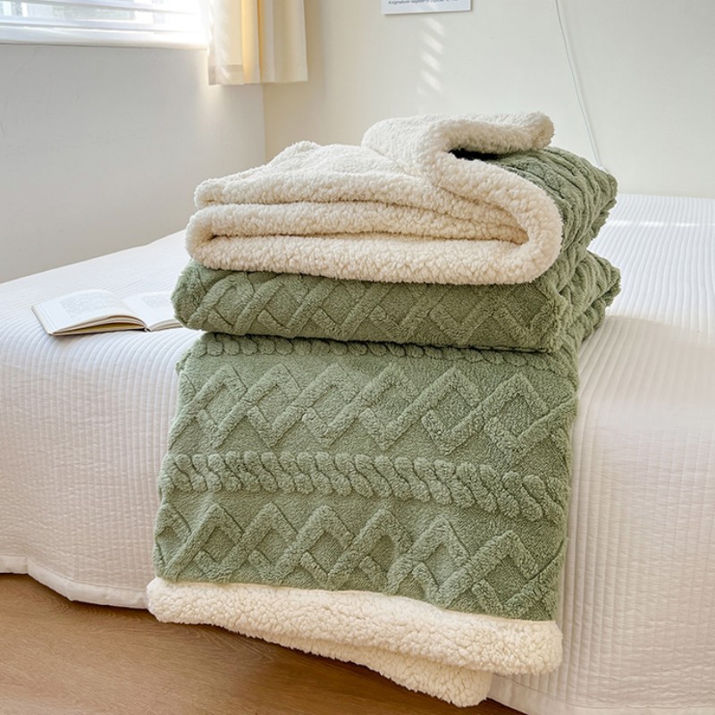 Picture of Thickened Coral Fleece Flannel Lamb Fleece Blanket Nap Sofa Blanket Office Shawl Air Conditioning Blanket