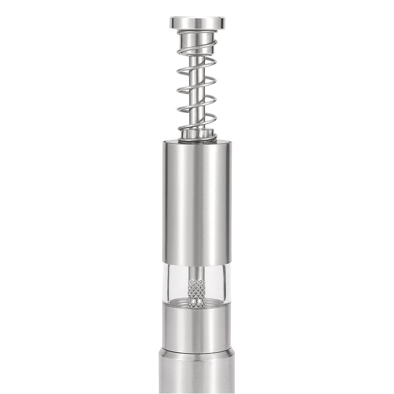 Outdoor Stainless Steel Manual Black Pepper Grinder Camping Supplies Press Pepper Grinder Household Pepper Grinding Bottle