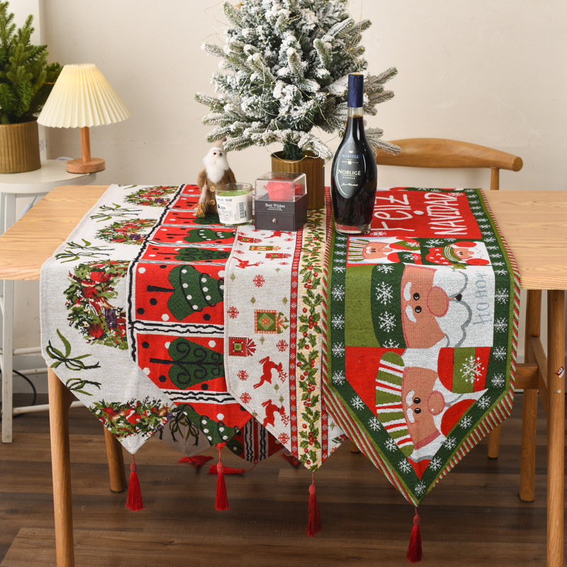 New Christmas Decoration Supplies Knitted Cloth Tablecloth Table Runner Creative Christmas Tablecloth Table Decoration Home Decoration