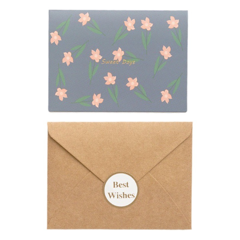 Japanese and Korean Ins Original Simple Fashion Bronzing Teacher's Day Greeting Card Blessing Gift Envelope Set DIY Birthday Card