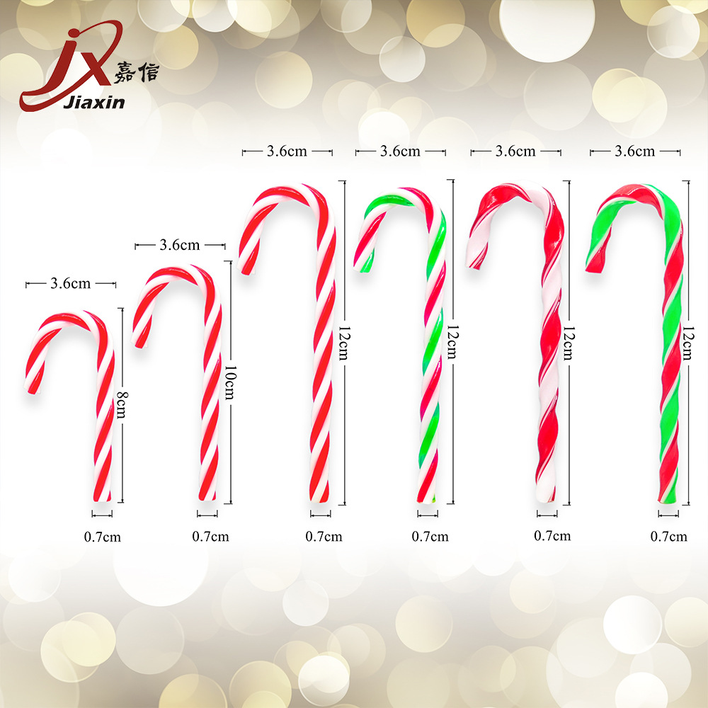 Christmas Decorative Crutch Acrylic Red White Green Walking Stick Christmas Tree Candy Lollipop Pendant Gift 8-12cm