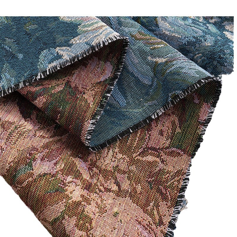 Picture of Monet Oil Painting Jacquard Fabric Handmade DIY Tablecloth Pillow Bag Skirt Clothing Designer Fabric Sofa Fabric