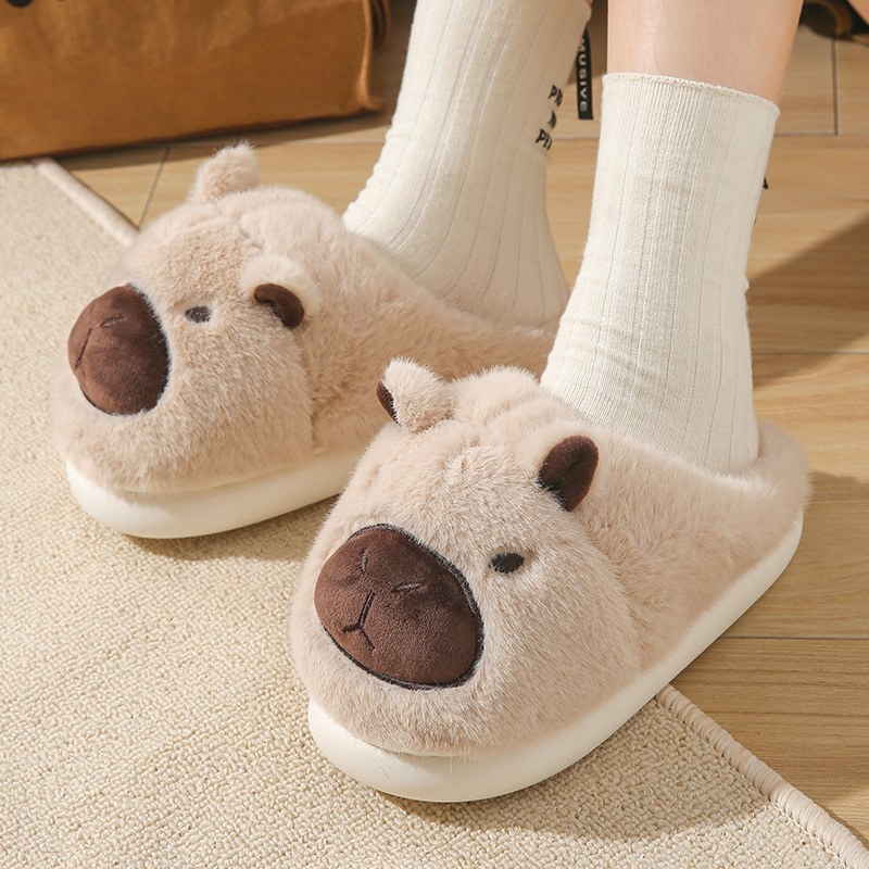 Picture of Kapibala Furry Slippers for Women Autumn and Winter Outer Wear Thick-Soled Indoor Home Warm Baotou Cotton Slippers Cross-Border Wholesale