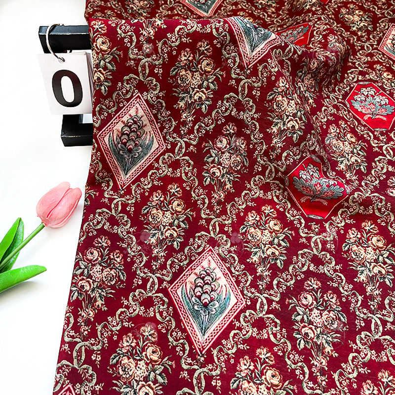 Scarlet painting New Chinese style digital printed fabric, brocade cotton fabric, cheongsam dress, top, Hanfu fabric