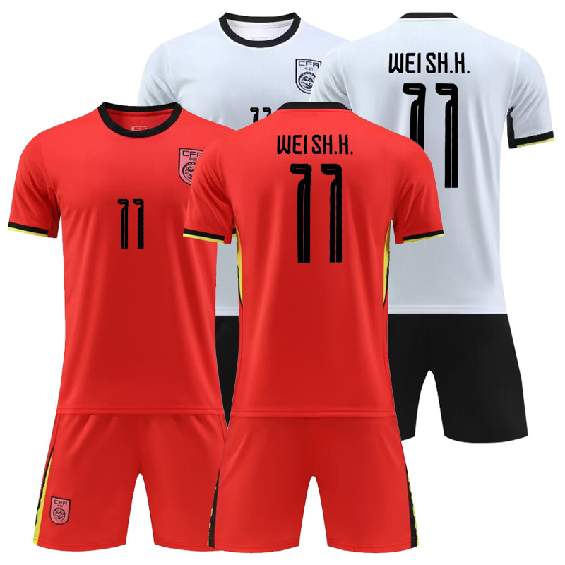 2425 Dragon Team China Home Red Wu Lei Wei Shihao Jersey Football Uniform suit Men's Training Uniform