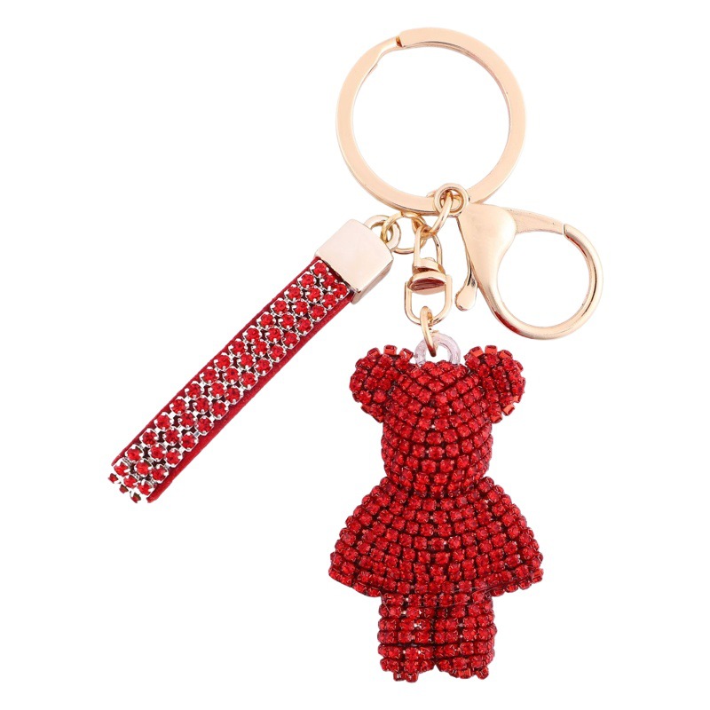 Creative Internet-famous Diamond Bear Keychain Car Sticker Diamond Keychain Pendant Bag Pendant Bear Pendant for Women