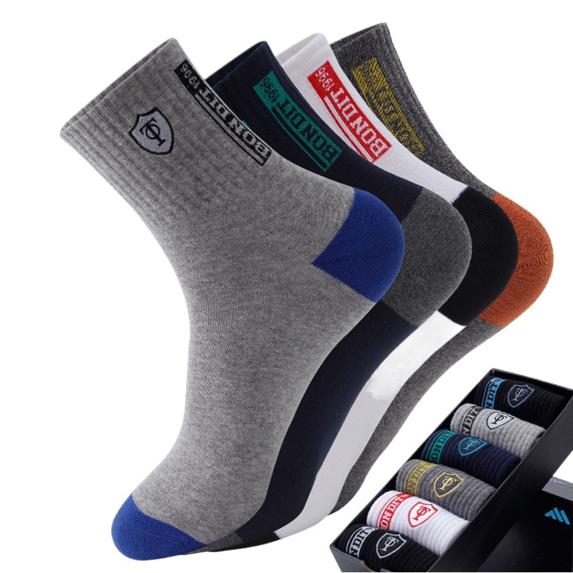 L Autumn and Winter Socks Men's Pure Color Cotton Socks Trophy Socks Mid-Calf Socks Deodorant Sweat-Absorbent Socks for the Elderly Breathable Men's Socks