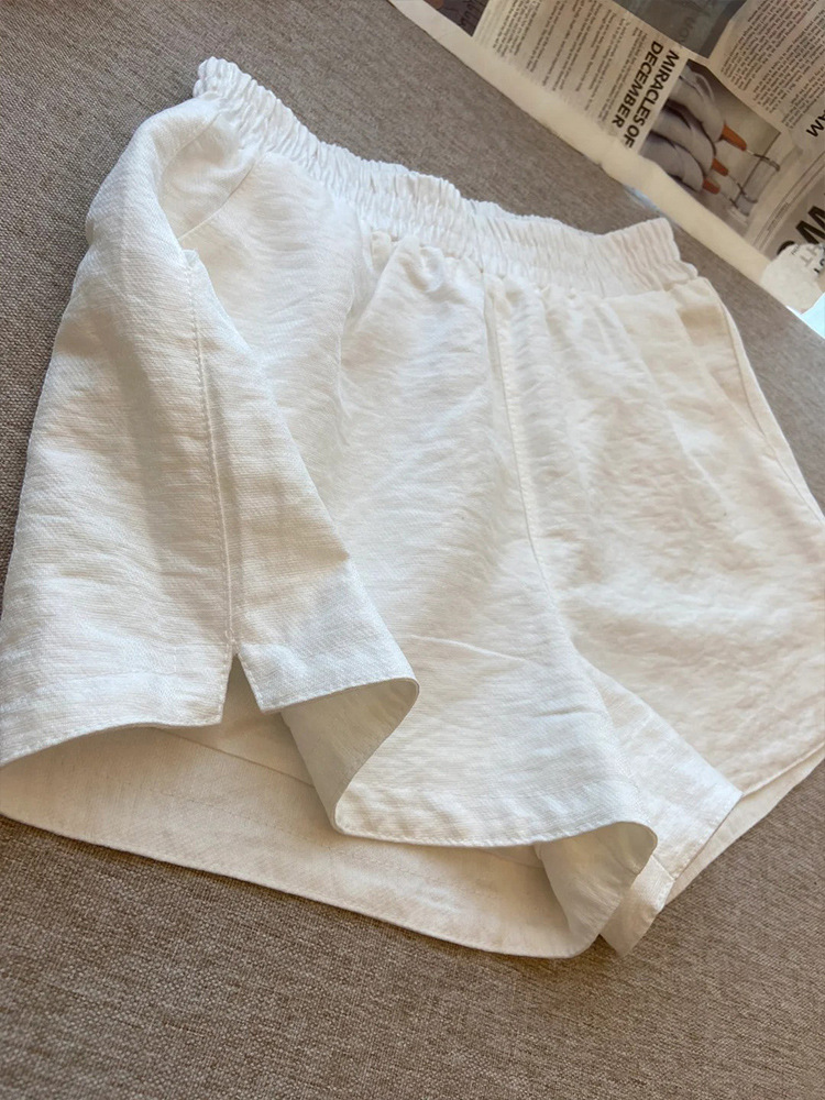 American Style Retro White High Waist Casual Pants Women's Summer Loose Wide Leg Design Chic Casual All-match Trendy Shorts
