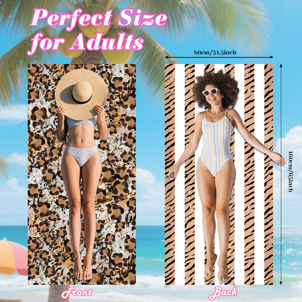 Leopard Print Wave Amazon Double-Sided Printed Beach Towel Yoga Gym Sports Quick-Drying Towel Double-Sided Velvet Bath Towel
