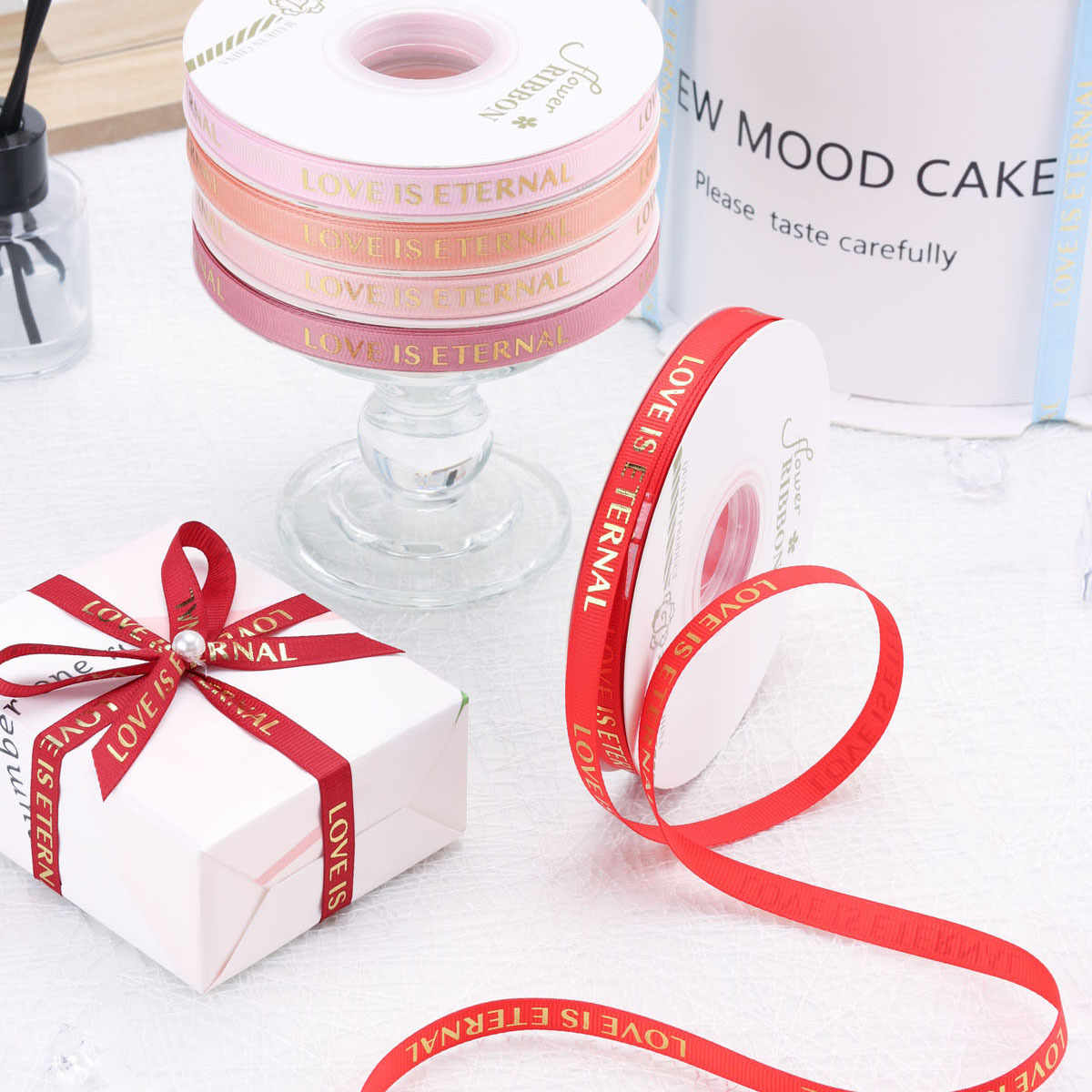 1.0cm bronzing rib ribbon ribbon fresh bouquet cake box gift packaging handmade diy ribbon custom logo