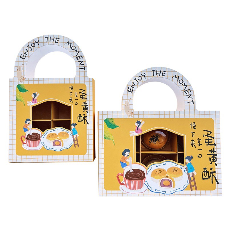 New creative egg yolk crisp snow Meiniang packing box New Year Window 4 Pack 6 egg yolk crisp pastry gift box portable box