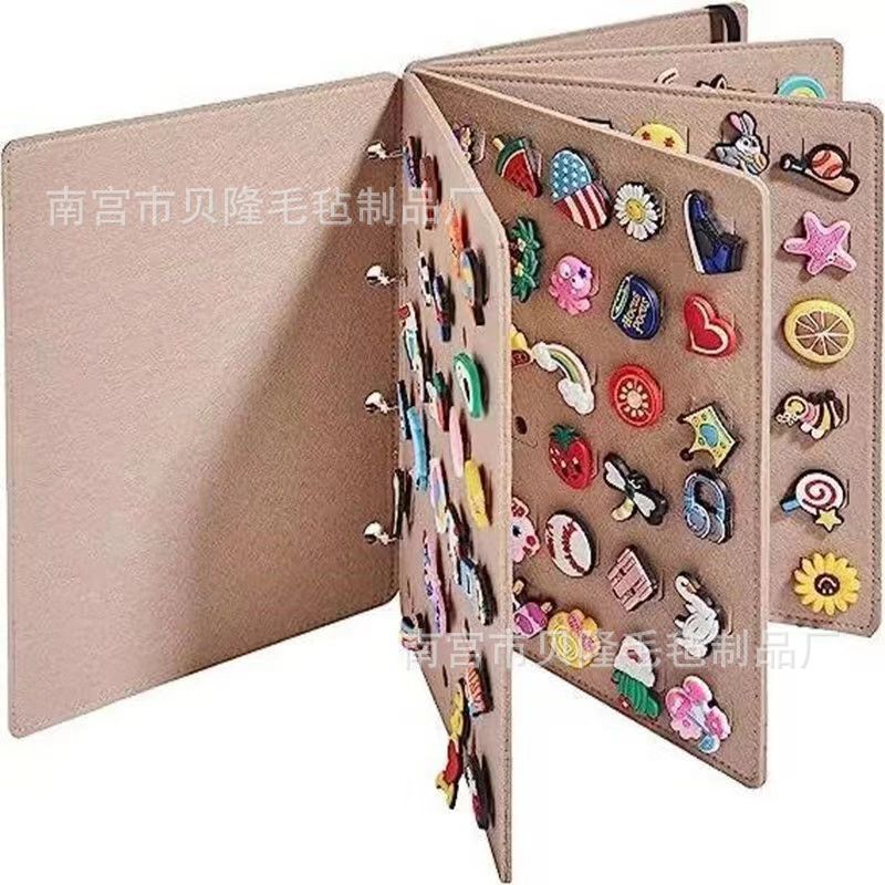 Picture of Felt Text Storage Book, Loose-Leaf Notebook, Travel Jewelry Badge Storage Bag, Detachable Binder, Jewelry Display Board