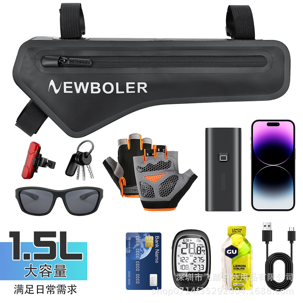 Picture of NEWBOLER full waterproof bicycle triangle bag road bike beam bag riding bag down tube bag riding equipment