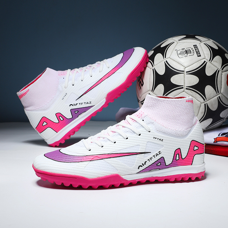 Cross-border high-top foreign trade football shoes new AG spike TF broken nail artificial grass competition training shoes a pair of generation hair